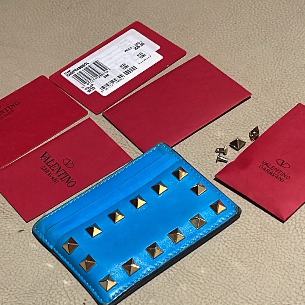 Valentino Rockstud Cardholder Blue
